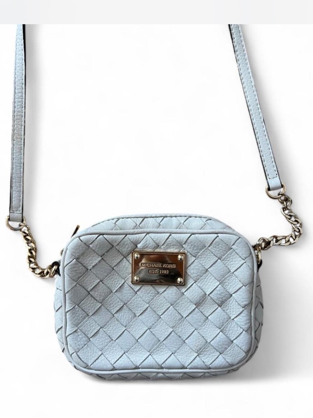 Michael Kors Pale Cream Leather Quilted Crossbody with Gold Hardware